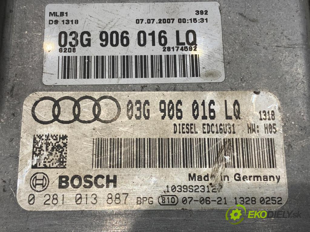 AUDI A4 B7 Kombi 2007 125 kW 2.0 TDI 1968 riadiaca jednotka Motor 03G906016LQ (Riadiaca jednotka)