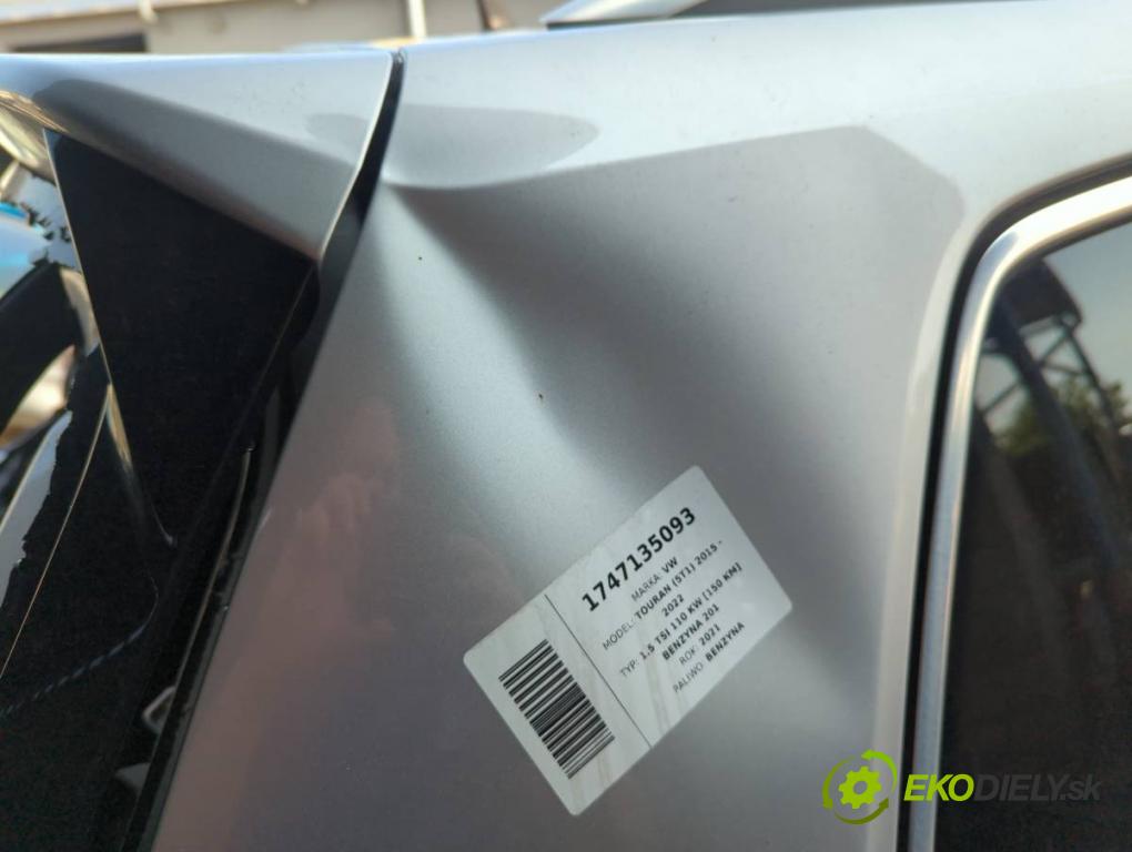 VW TOURAN nadwozie wielkoprzestrzenne (MPV) 2021 110 kW 1.5 TSI 1495 KAROSERIA ČTVRŤÁK blatník zadní část levý pravý práh střecha PODŁUŻNICA levý pravý