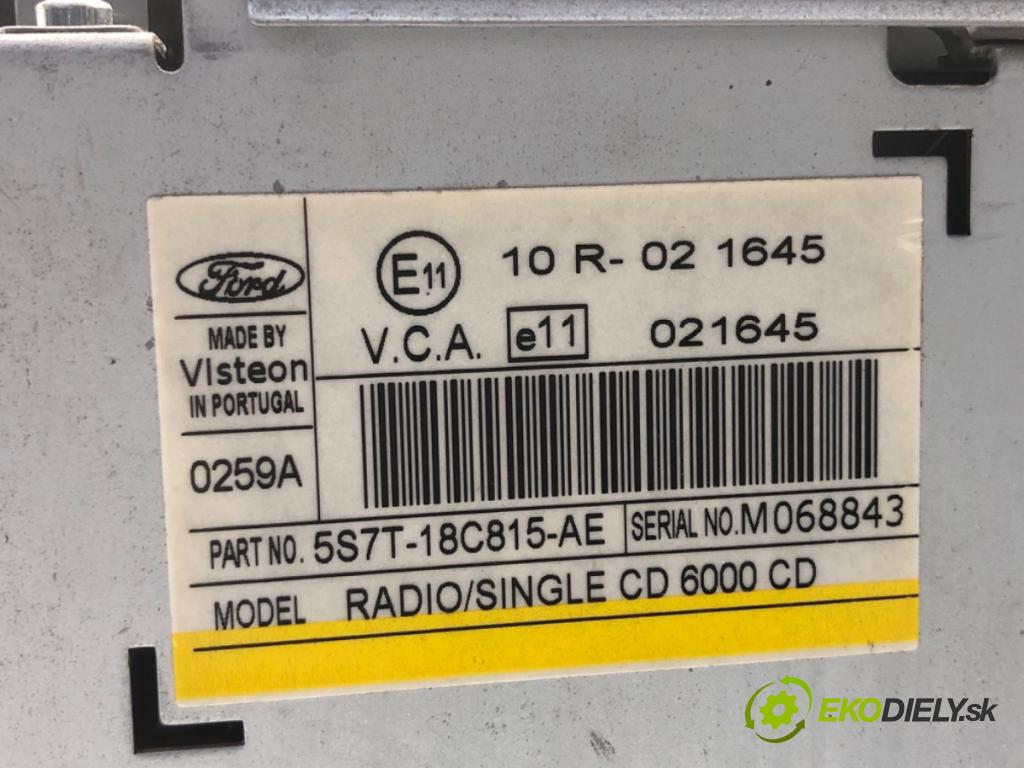 FORD MONDEO MK3 Kombi 2006 85 kW 2.0 16V TDDi / TDCi 1998 RADIO 5S7T-18C815-AE (Audio zariadenie)