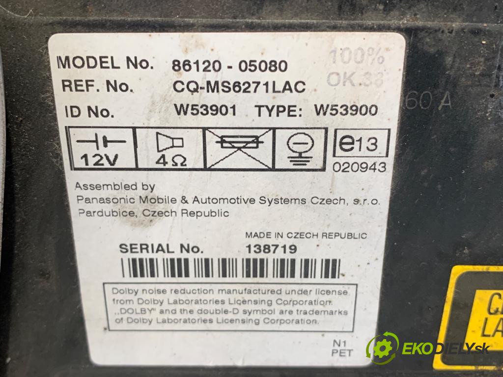 TOYOTA AVENSIS T25 Kombi 2004 95 kW 1.8 (ZZT251_) 1794 RADIO 86120-05080 (Audio zariadenie)