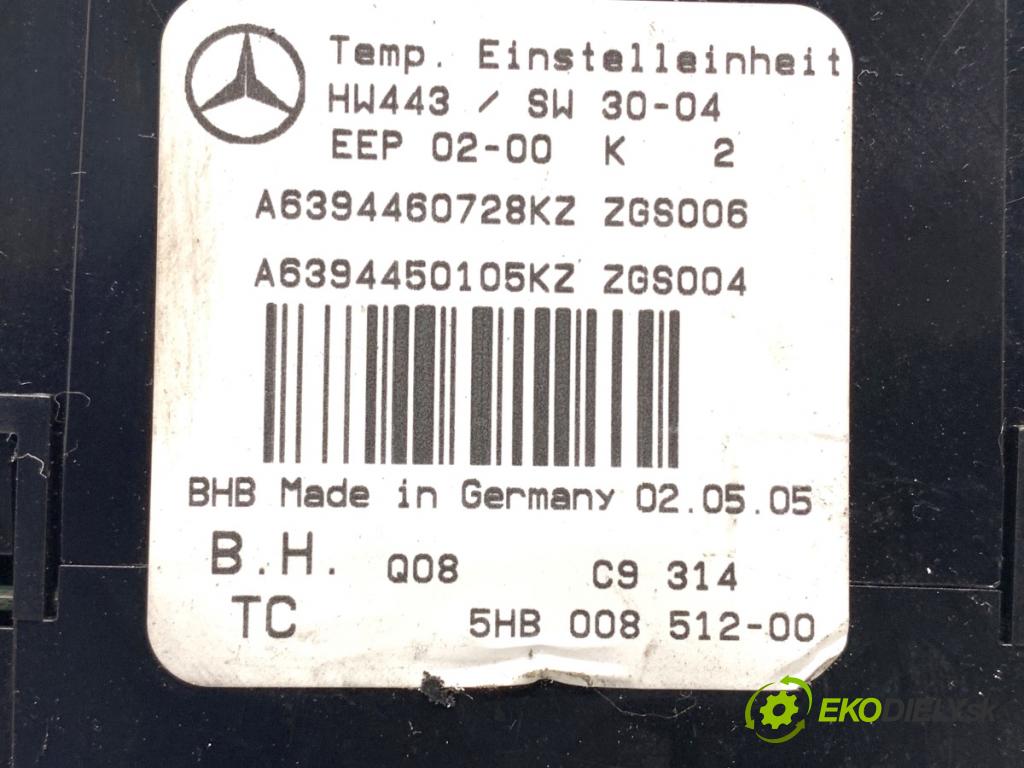 MERCEDES-BENZ W639 Autobus 2005 110 kW 115 CDI (639.701, 639.703, 639.705) 2148 Panel ovládania kúrenia A6394460728KZ (Prepínacie páčky pod volantom)