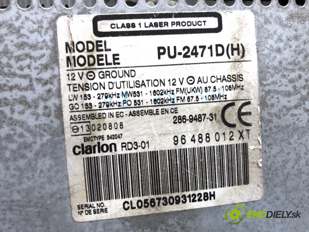 CITROEN C8 nadwozie wielkoprzestrzenne (MPV) 2003 79 kW 2.0 HDi 1997 RADIO 96488012XT (Audio zariadenie)