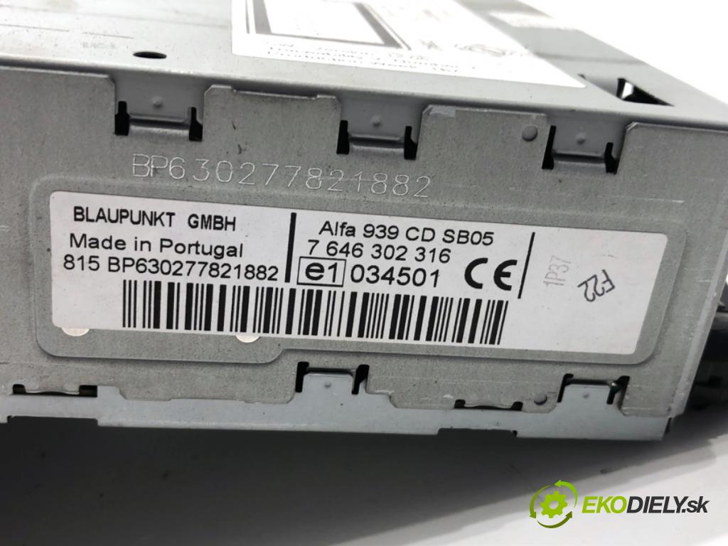 ALFA ROMEO 159 Kombi 2007 110 kW 1.9 JTDM 16V (939BXC1B, 939BXC12) 1910 RADIO 1560730930 (Audio zariadenie)