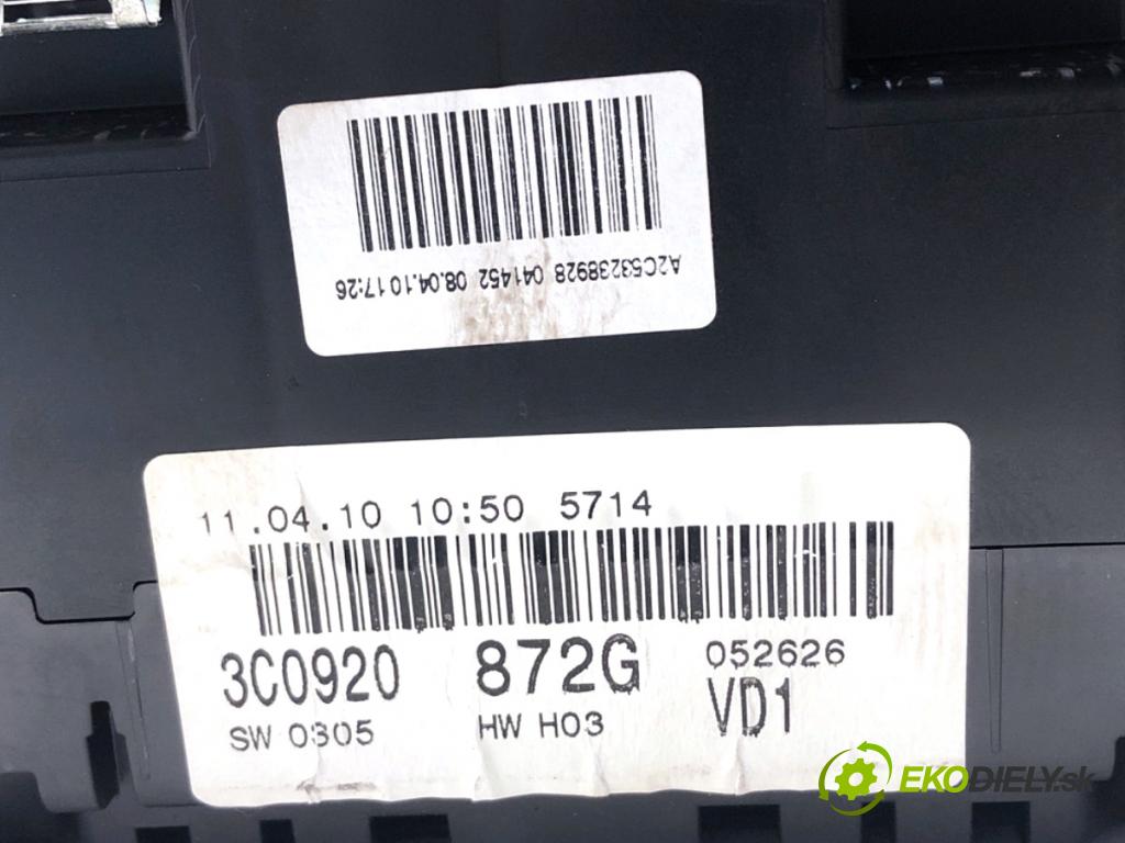 VW PASSAT B6 Kombi 2010 77 kW 1.6 TDI 1598 Prístrojovka 3C0920872G (Prístrojová doska)