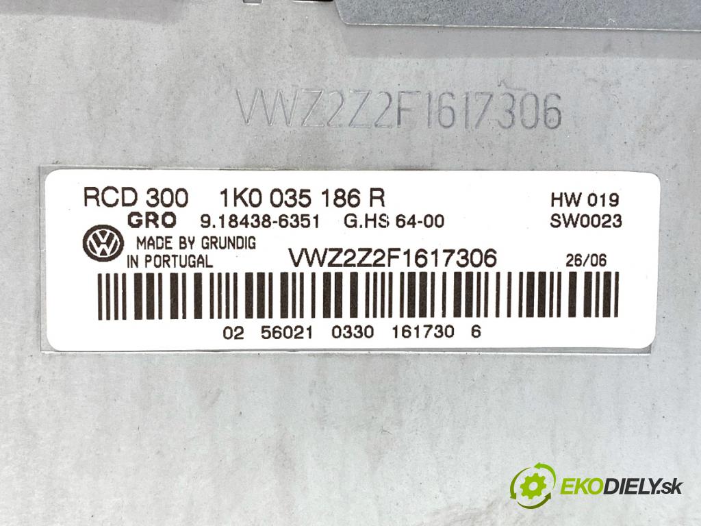 VW PASSAT B6 Kombi 2006 103 kW 2.0 TDI 1968 RADIO 1K0035186R (Audio zařízení)