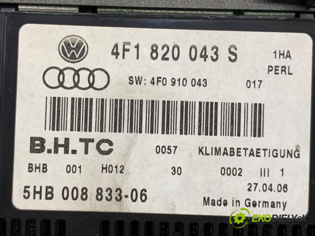 AUDI A6 C6 Kombi 2006 165 kW 3.0 TDI quattro 2967 Panel ovládania kúrenia 4F1820043S (Prepínacie páčky pod volantom)