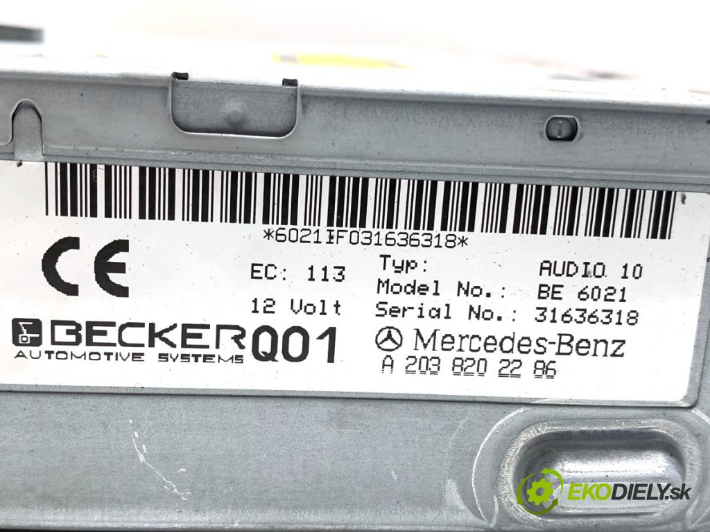 MERCEDES-BENZ W203 sedan 2003 120 kW C 200 Kompressor (203.042) 1796 RADIO A2038202286 (Audio zariadenie)