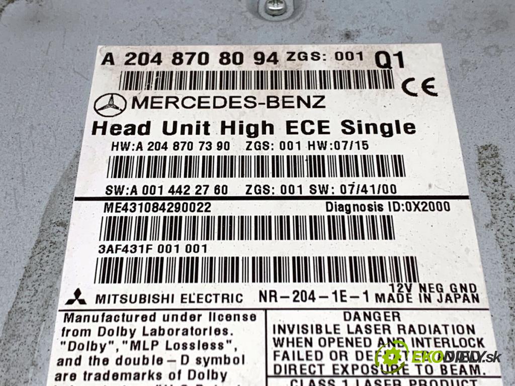 MERCEDES-BENZ S204 Kombi 2008 125 kW C 220 CDI (204.208) 2148 RADIO A2048708094 (Audio zariadenie)
