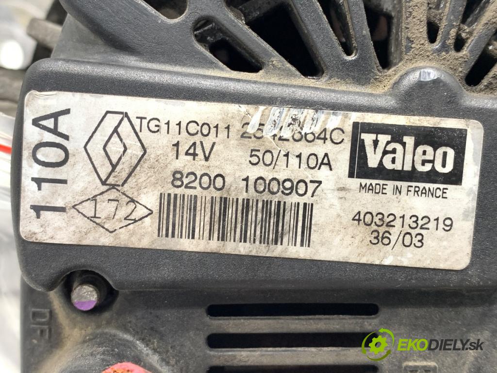 RENAULT SCÉNIC II nadwozie wielkoprzestrzenne (MPV) 2003 83 kW 1.6 (JM0C, JM0J, JM1B) 1598 Alternátor 8200100907 (Alternátor)