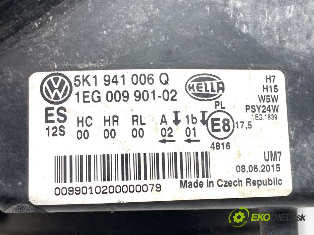 VW GOLF VI liftback 2012 66 kW 1.6 TDI 1598 Svetlomet pravy predný 5K1941006Q