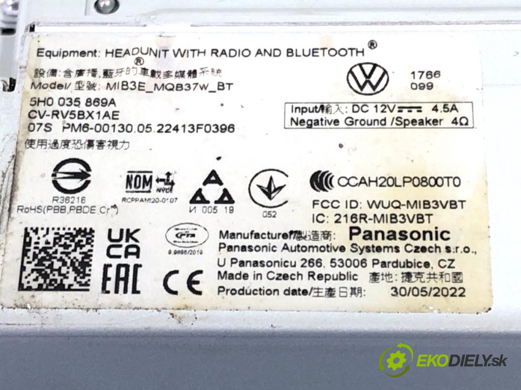 VW GOLF VIII liftback 2022 96 kW 1.5 TSI 1495 RADIO 5H0035869A (Audio zařízení)