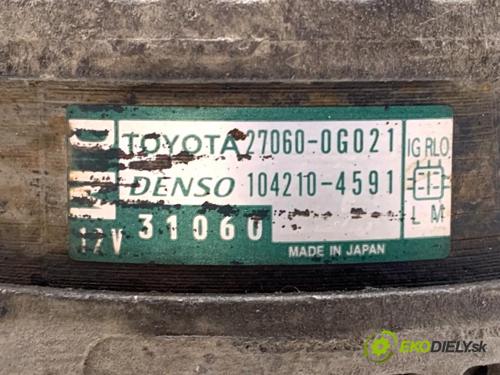 TOYOTA AVENSIS T27 Kombi 2009 93 kW 2.0 D-4D (ADT270_) 1998 Alternátor 27060-0G021 (Alternátor)