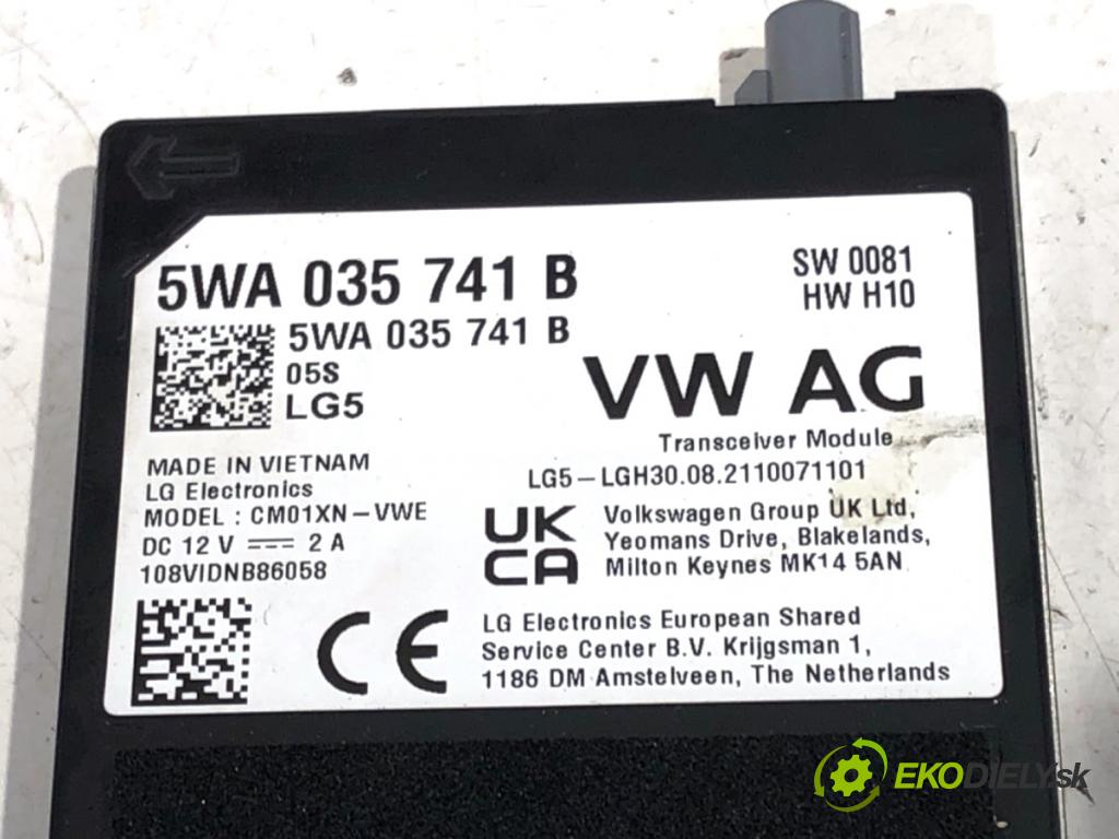 VW GOLF VIII liftback 2022 96 kW 1.5 TSI 1495 Zosilňovač Antenní: 5WA035741B (Zosilňovač)