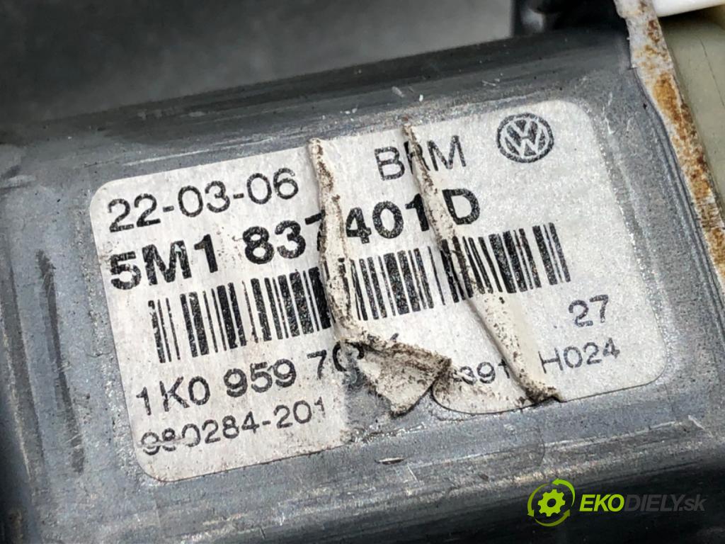 VW GOLF PLUS V liftback 2006 77 kW 1.9 TDI 1896 mechanismus okna levý přední část 1K0959793G 5M1837401D