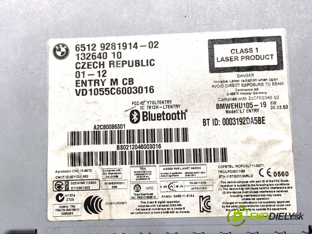 BMW F20 liftback 2012 100 kW 116 i 1598 RADIO 9281914 (Audio zariadenie)