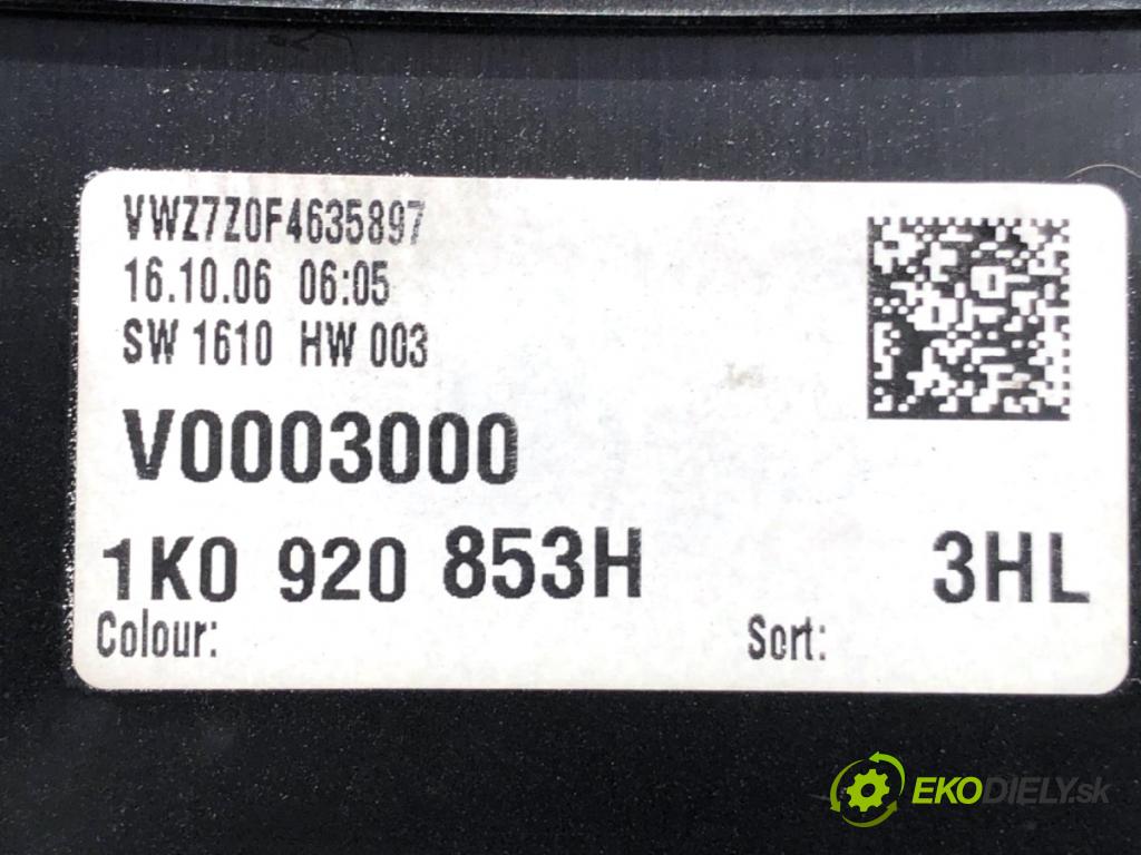 VW JETTA III sedan 2007 77 kW 1.9 TDI 1896 Prístrojovka 1K0920853H (Prístrojová doska)
