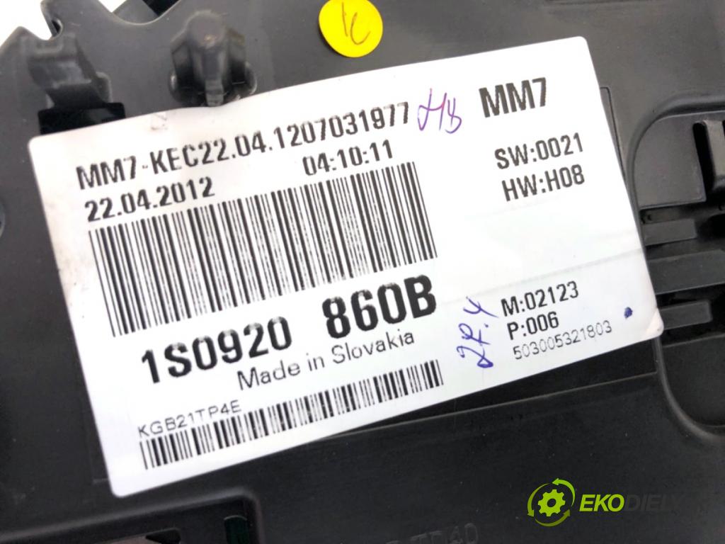 VW UP! liftback 2012 55 kW 1.0 999 Prístrojovka 1S0920860B (Prístrojová doska)