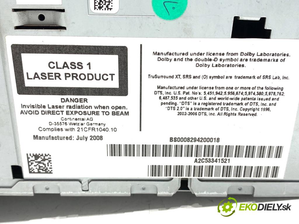 SKODA SUPERB II liftback 2008 125 kW 2.0 TDI 1968 RADIO 3T0035680 (Audio zariadenie)