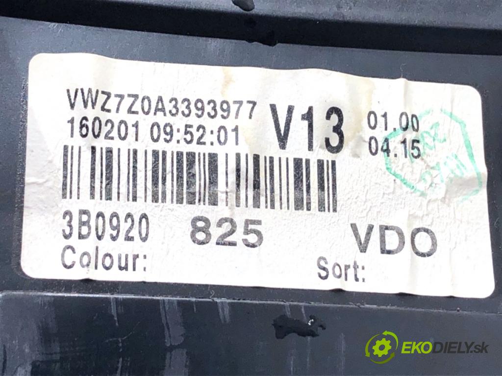 VW PASSAT B5 FL Kombi 2001 110 kW 1.8 T 20V 1781 Prístrojovka 3B0920825 (Prístrojová doska)