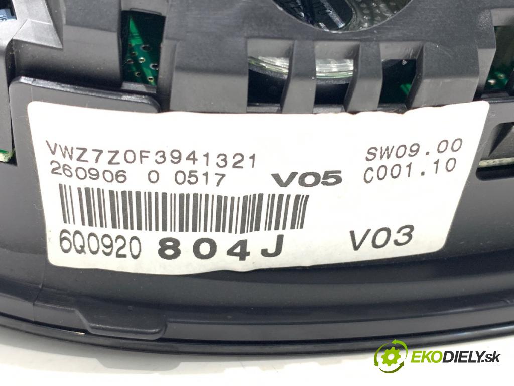 VW POLO IV 9N liftback 2006 51 kW 1.4 TDI 1422 prístrojovka 6Q0920804J (Přístrojové desky, displeje)