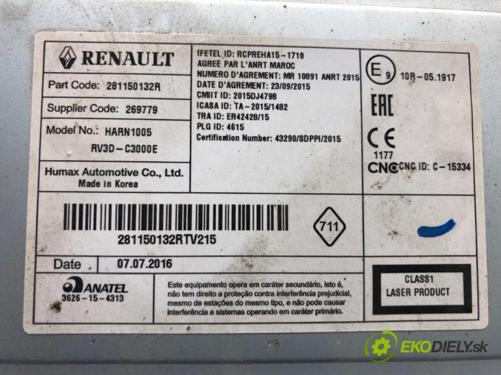 DACIA LODGY nadwozie wielkoprzestrzenne (MPV) 2016 75 kW 1.6 SCe 100 1598 RADIO 281150132R (Audio zariadenie)