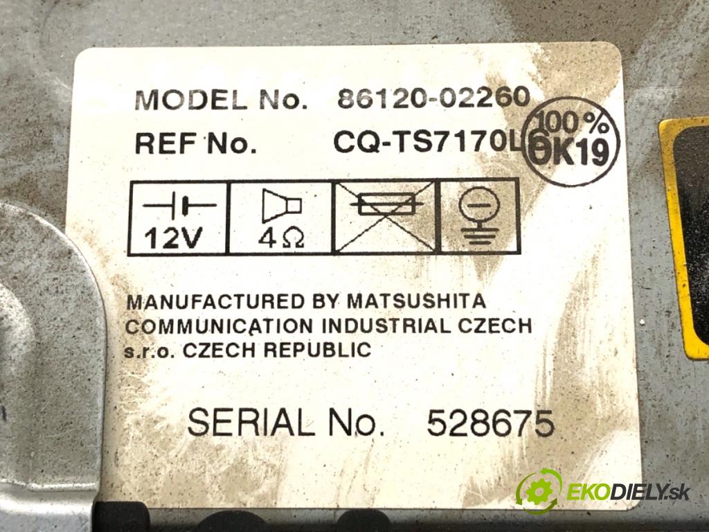 TOYOTA COROLLA E12 liftback 2003 81 kW 1.6 VVT-i (ZZE121_) 1598 RADIO 86120-02260 (Audio zariadenie)