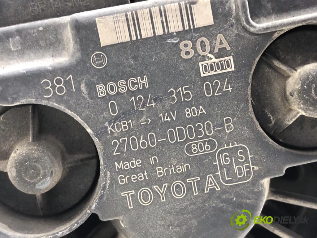 TOYOTA COROLLA E12 liftback 2003 81 kW 1.6 VVT-i (ZZE121_) 1598 Alternátor 27060-0D030-B (Alternátor)