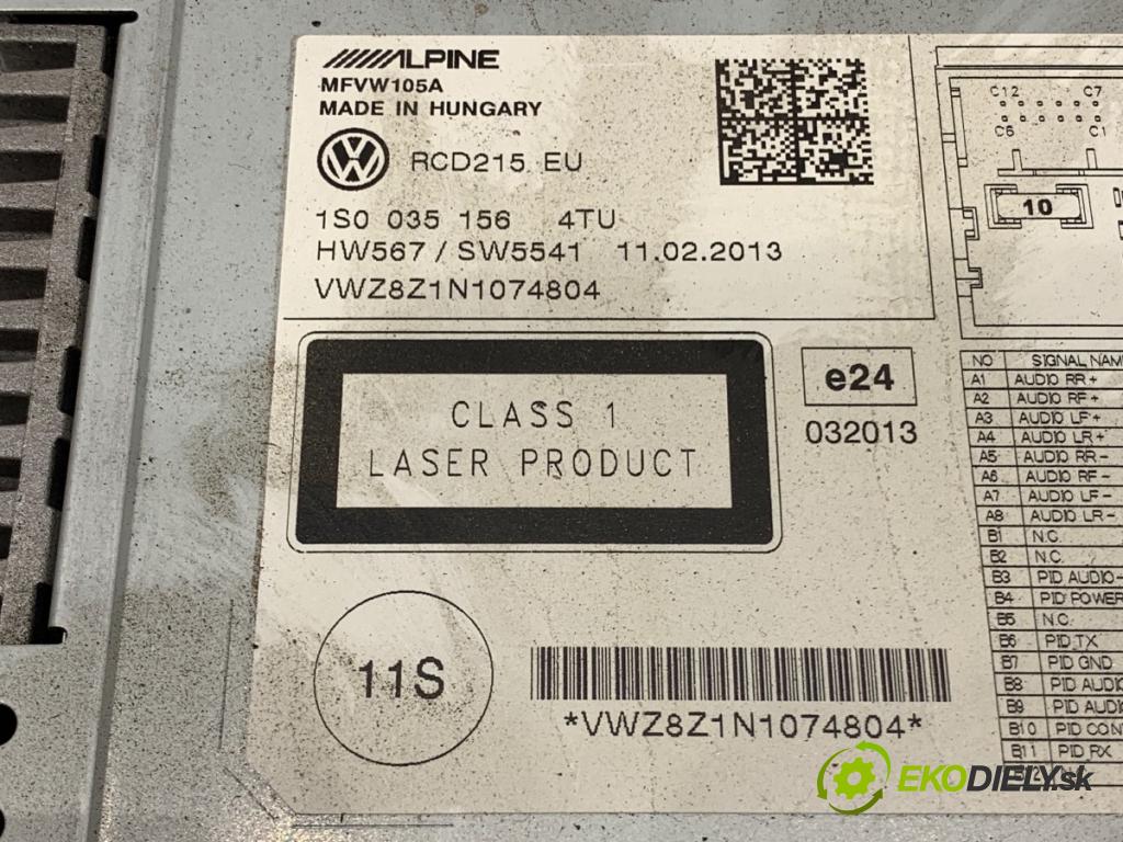 VW UP! liftback 2013 44 kW 1.0 999 RADIO 1S0035156 (Audio zariadenie)