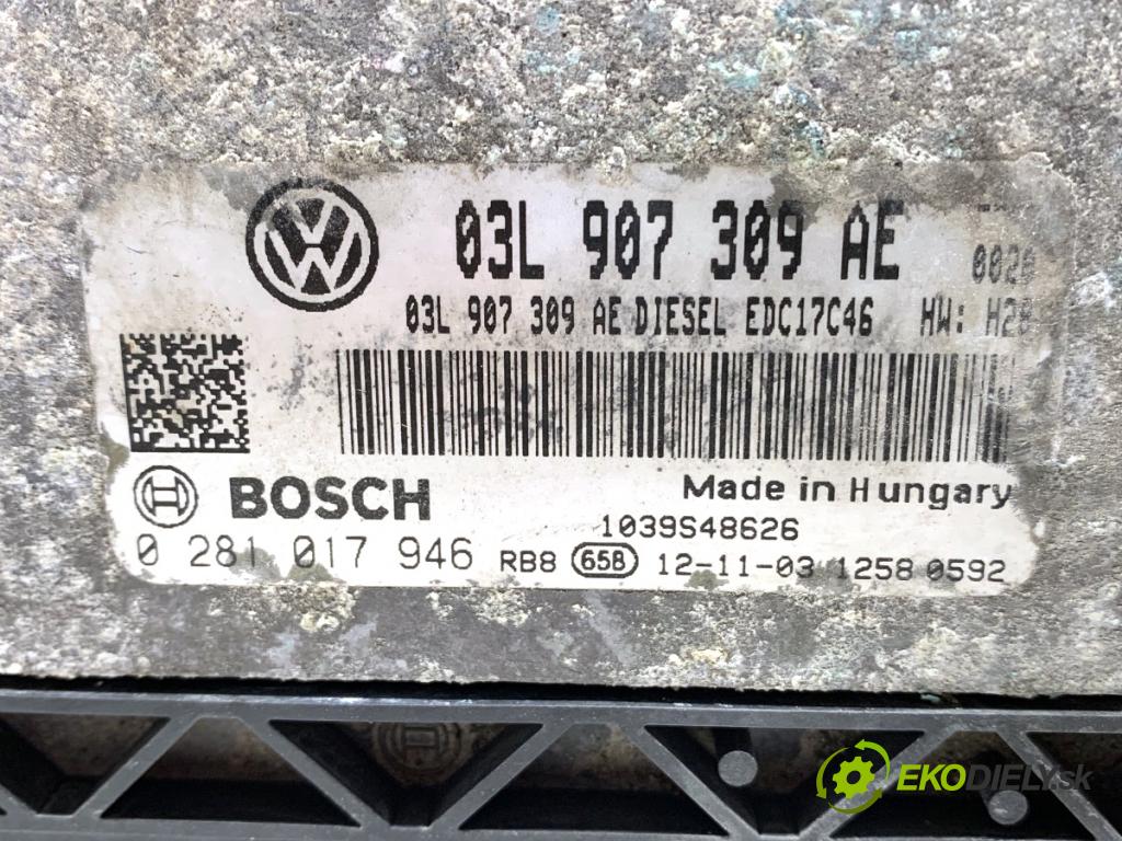VW PASSAT B7 Kombi 2012 103 kW 2.0 TDI 1968 riadiaca jednotka Motor 03L907309AE (Riadiaca jednotka)
