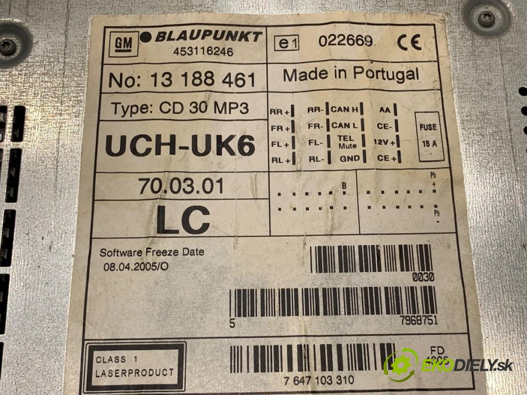 OPEL ZAFIRA B Nadwozie pełne/minivan 2005 103 kW 1.8 VAN (M75) 1796 RADIO 13188461 (Audio zariadenie)