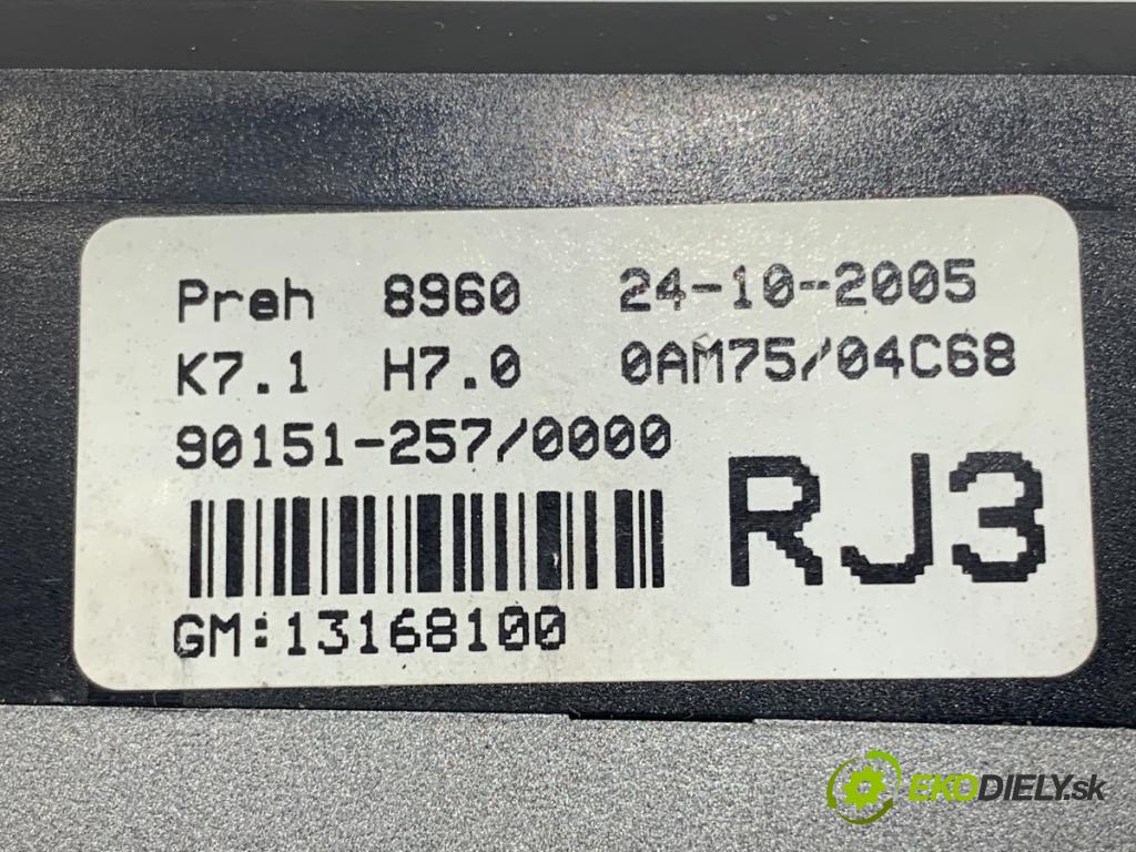 OPEL ZAFIRA B Nadwozie pełne/minivan 2005 103 kW 1.8 VAN (M75) 1796 Panel ovládania kúrenia 13168100 (Prepínacie páčky pod volantom)