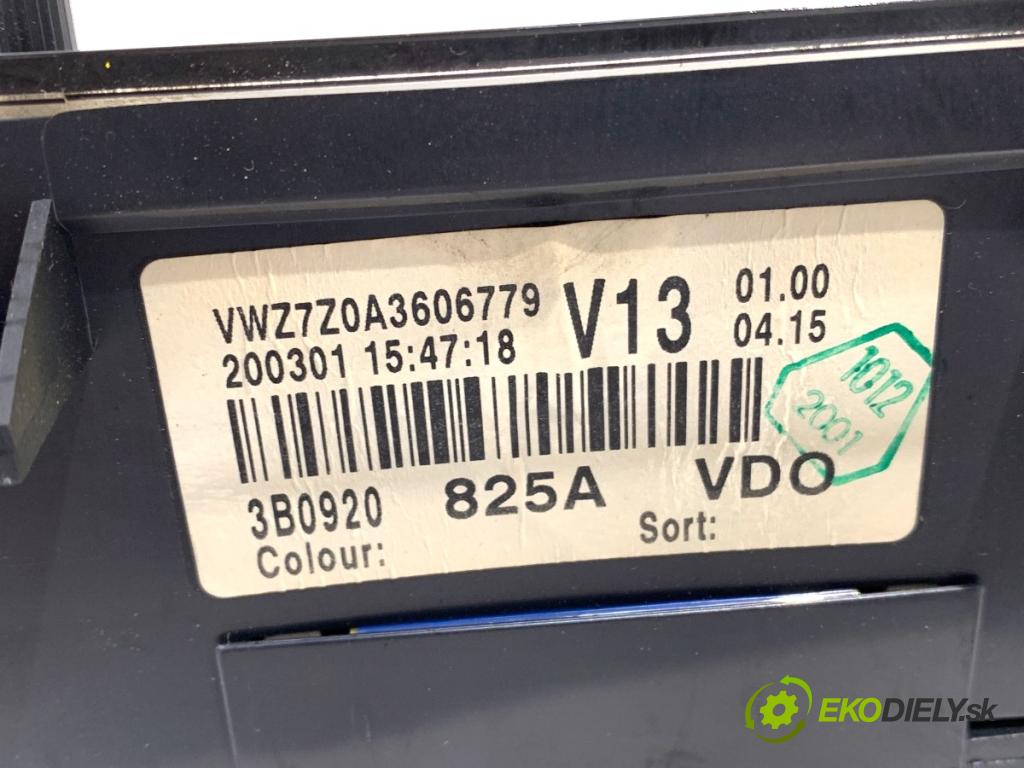 VW PASSAT B5 FL sedan 2001 96 kW 1.9 TDI 1896 Prístrojovka 3B0920825A (Prístrojová doska)