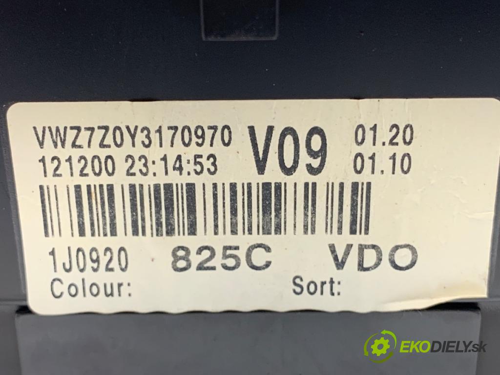 VW BORA I sedan 2001 85 kW 1.9 TDI 1896 Prístrojovka 1J0920825C (Prístrojová doska)