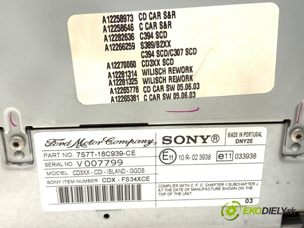 FORD MONDEO MK4 liftback 2010 92 kW 1.8 TDCi 1753 RADIO 7S7T-18C939-CE (Audio zariadenie)