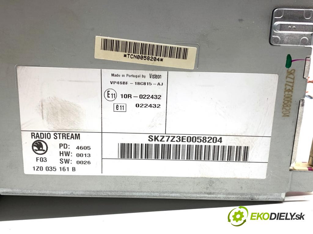 SKODA OCTAVIA II liftback 2005 85 kW 1.6 FSI 1598 RADIO 1Z0035161B (Audio zariadenie)