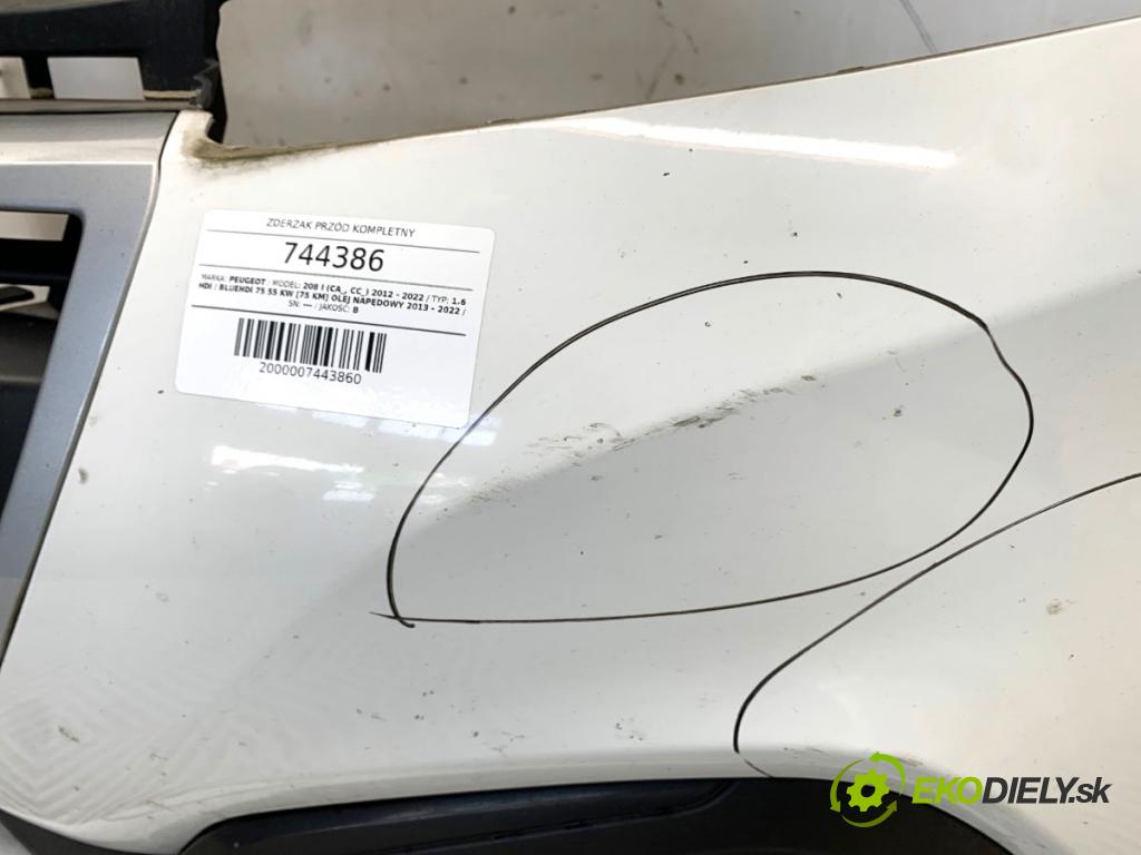 PEUGEOT 208 I liftback 2016 55 kW 1.6 HDi / BlueHDi 75 1560 nárazník přední část KOMPLETNÍ: