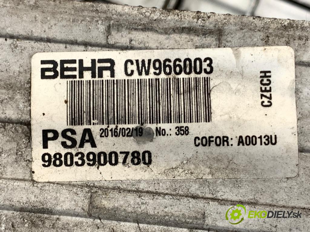 PEUGEOT 208 I liftback 2016 55 kW 1.6 HDi / BlueHDi 75 1560 intercooler 9803900780 (Chladiče nasávaného vzduchu (intercoolery))