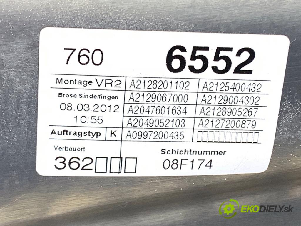 MERCEDES-BENZ S212 Kombi 2012 100 kW E 200 CDI / BlueTEC (212.205, 212.206) 2143 mechanismus okna pravý přední část A2128201102