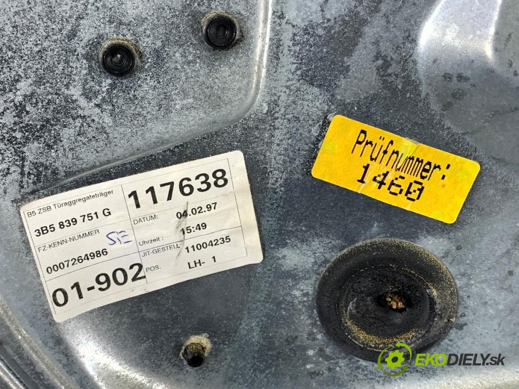 VW PASSAT B5 sedan 1997 92 kW 1.8 1781 mechanismus okna levý zadní část 3B5839751G