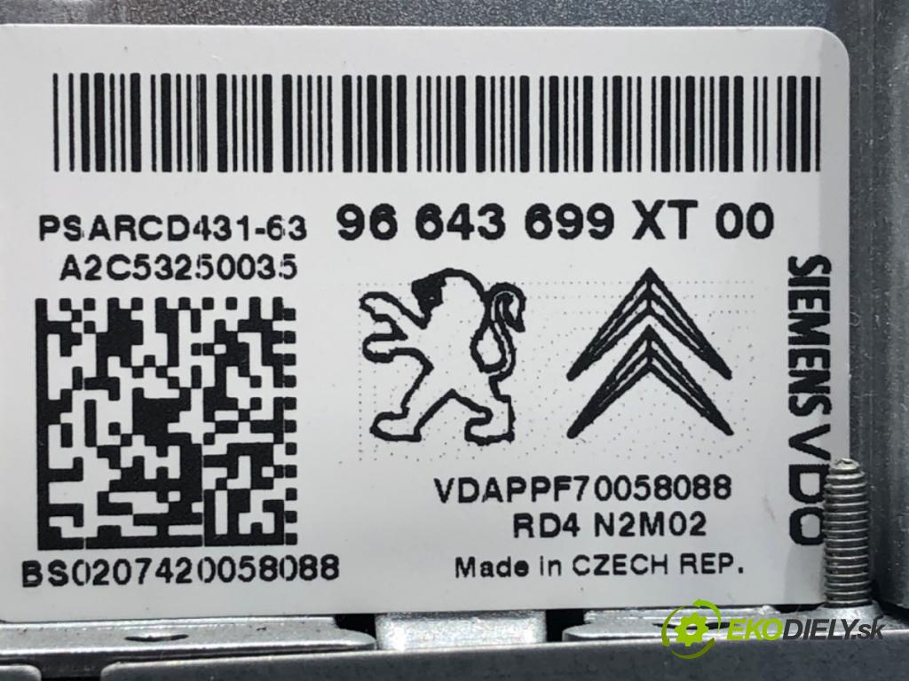 PEUGEOT 207 Kombi 2007 88 kW 1.6 16V 1598 RADIO 96643699XT (Audio zariadenie)