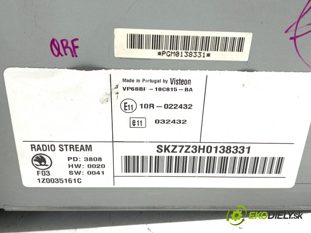 SKODA OCTAVIA II Kombi 2008 75 kW 1.6 1595 RADIO 1Z0035161C (Audio zariadenie)