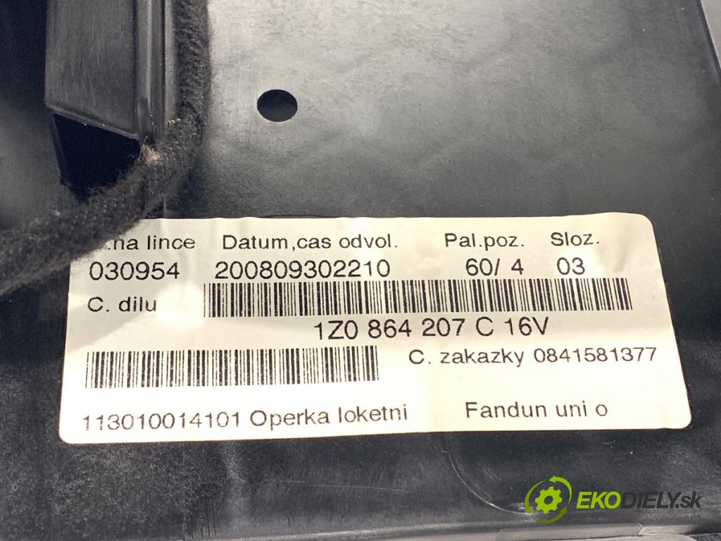 SKODA OCTAVIA II Kombi 2008 75 kW 1.6 1595 Lakťová opierka 1Z0864207C (Lakťová opierka)