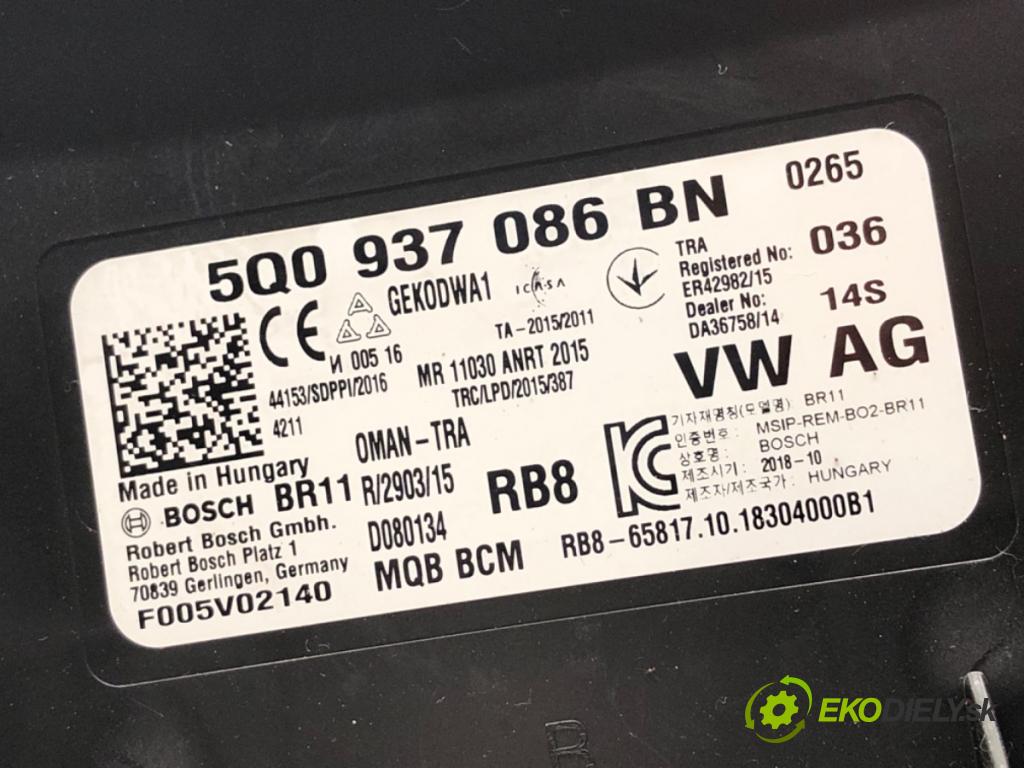 SKODA OCTAVIA III Kombi 2018 85 kW 1.6 TDI 1598 Modul komfortu 5Q0937086BN (Modul komfortu)