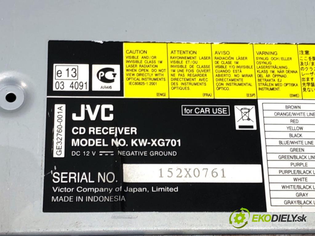 MITSUBISHI MIRAGE / SPACE STAR liftback 2013 52 kW 1.0 (A05A) 999 RADIO KW-XG701 (Audio zariadenie)