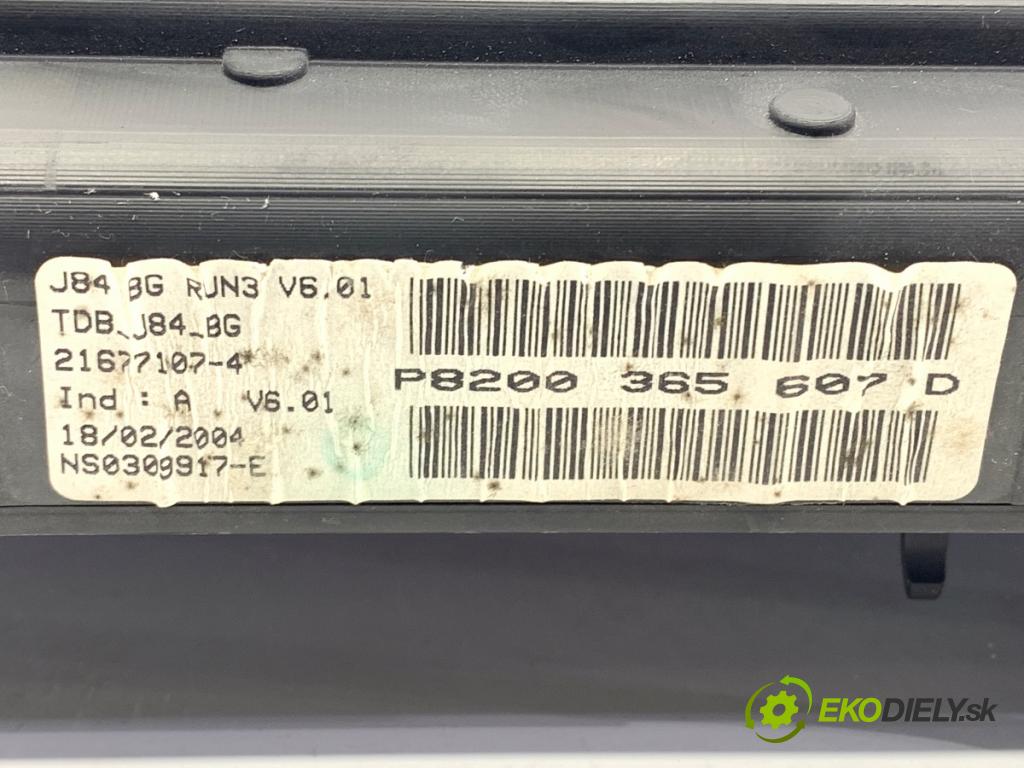 RENAULT SCÉNIC II nadwozie wielkoprzestrzenne (MPV) 2004 88 kW 1.9 dCi (JM0G, JM12, JM1G, JM2C) 1870 Prístrojovka P8200365607D (Prístrojová doska)