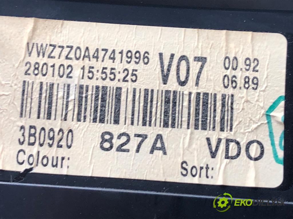 VW PASSAT B5 FL sedan 2002 96 kW 1.9 TDI 1896 Prístrojovka 3B0920827A (Prístrojová doska)