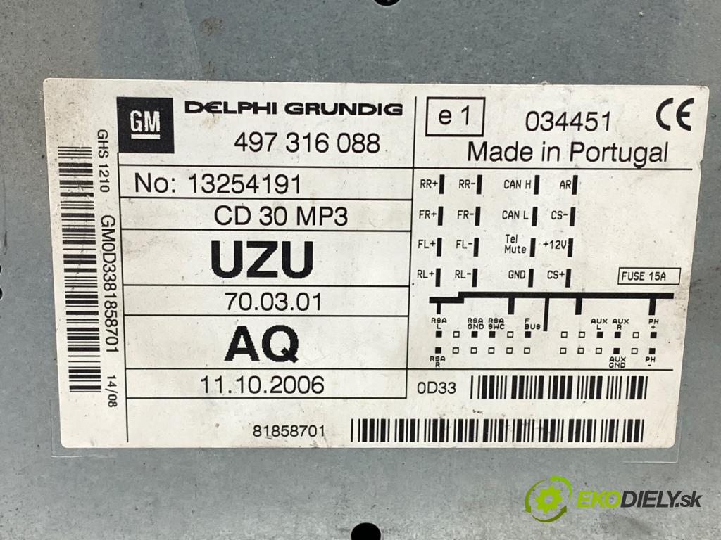 OPEL CORSA D liftback 2008 55 kW 1.3 CDTI (L08, L68) 1248 RADIO 13254191 (Audio zariadenie)