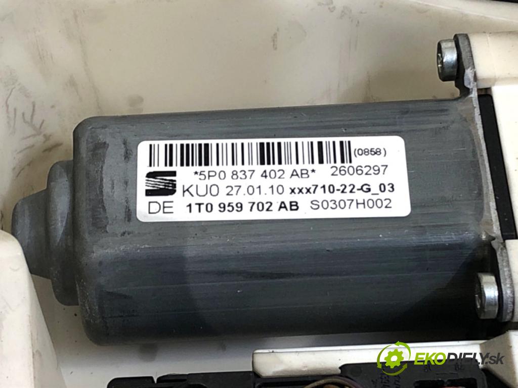 SEAT ALTEA XL nadwozie wielkoprzestrzenne (MPV) 2010 92 kW 1.4 TSI 1390 mechanismus okna pravý přední část 5P0837402AB