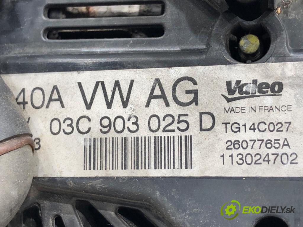 SEAT ALTEA XL nadwozie wielkoprzestrzenne (MPV) 2010 92 kW 1.4 TSI 1390 Alternátor 03C903025D (Alternátor)