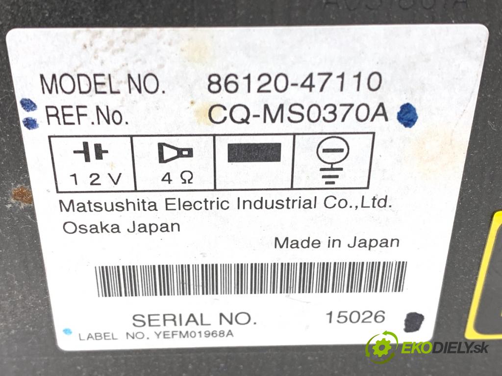TOYOTA PRIUS II liftback 2005 57 kW 1.5 Hybrid (NHW20_) 1497 RADIO 86120-47110 (Audio zařízení)